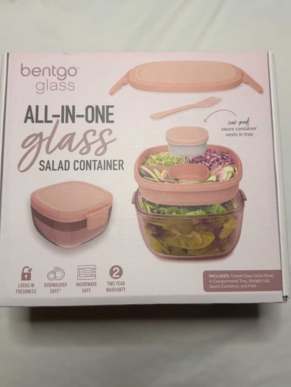 🥬Bentgo Glass All-In-One Salad Container - Rose🥬 - Picture 6 of 8